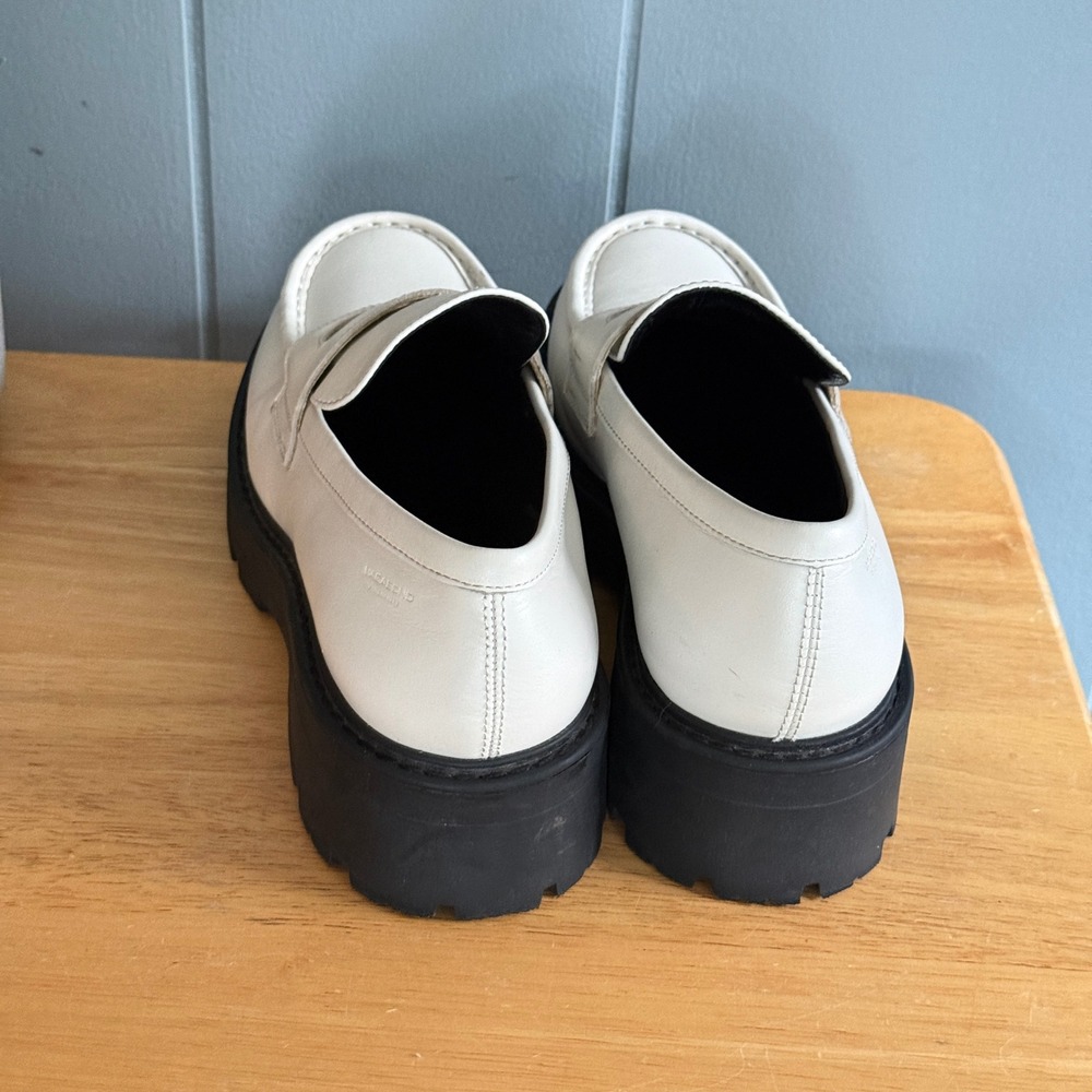Vagabond Shoemakers Cosmo 2.0 Off White Leather Chunky Lug Sole Penny Loafers 38 - Picture 13 of 13